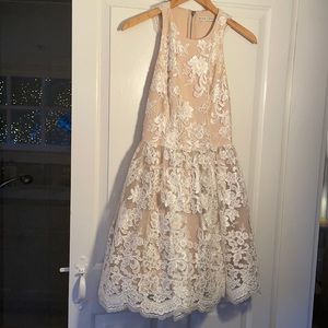 Alice and Olivia white lace dress
